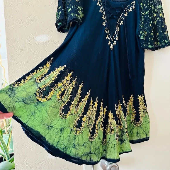 Advance Apparels, Boho Blouse, Free Size, Blue, Green & yellow - Picture 6 of 12